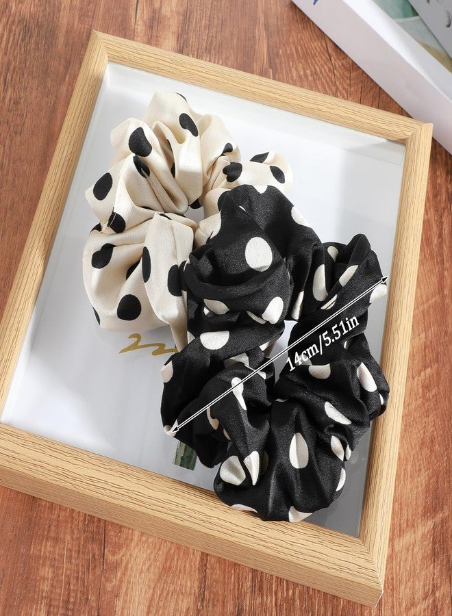 Ymapinc 2pcs Polka Dot Big Scrunchies, Ymapinc Jumbo Silk-Like Hair Scrunchies for Women/Girls, Vintage Polka Dot Hair Accessories - Image 2